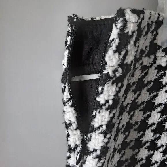 Talbots Black & White Houndstooth Tweed Pencil Skirt Size 12 Academia Career - Picture 3 of 7